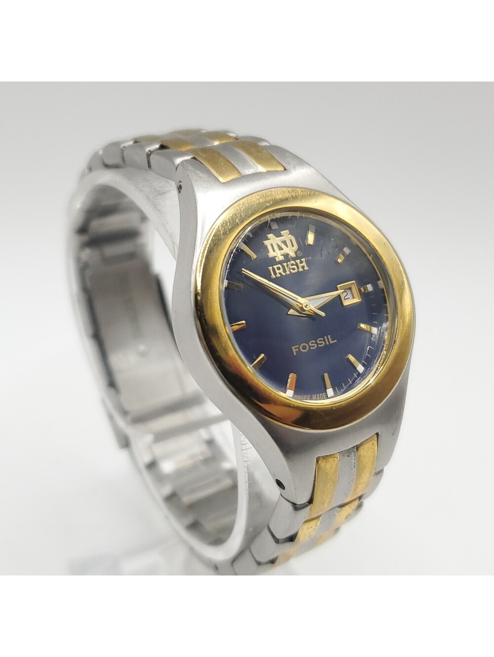 Fossil Notre Dame Fighting Irish Womens Watch 29mm Two-Tone New Battery 6.5"